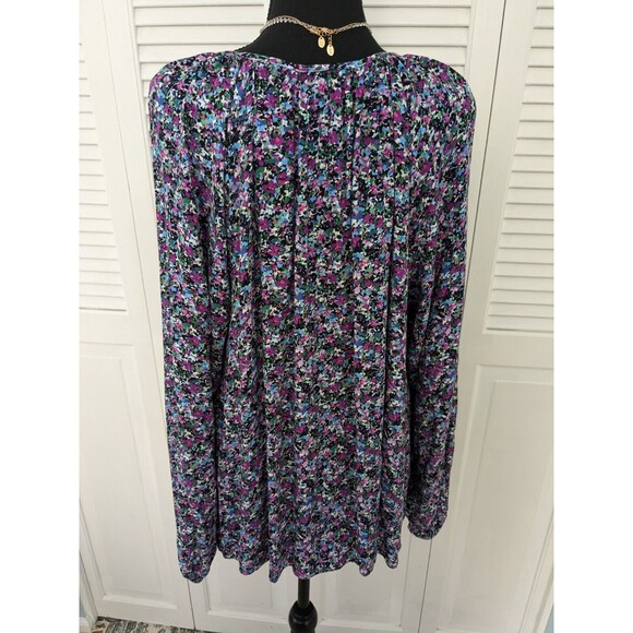 AVA VIV Tops Womens 1X Blouse Multi Floral Balloon Long Sleeve Boho Chic Cottage - Picture 9 of 13